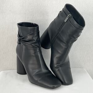 Sam & Libby Black Ankle Boots w/ Cinch Bow, Side Zip, Women's Size 9